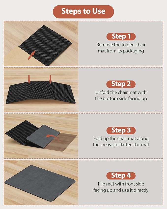 Blvornl Office Chair Mat for Hardwood Floor and Low Pile Carpet, 47" x 60" Corduroy Surface Desk Rolling Chair Mat for Hard Floors, Heavy Duty Carpeted Floor Protector Rug for Home Office, Dark Grey