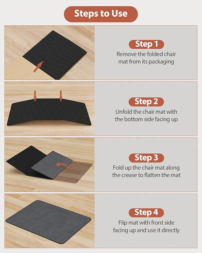 Blvornl Office Chair Mat for Hardwood Floor and Low Pile Carpet, 47" x 60" Corduroy Surface Desk Rolling Chair Mat for Hard Floors, Heavy Duty Carpeted Floor Protector Rug for Home Office, Dark Grey