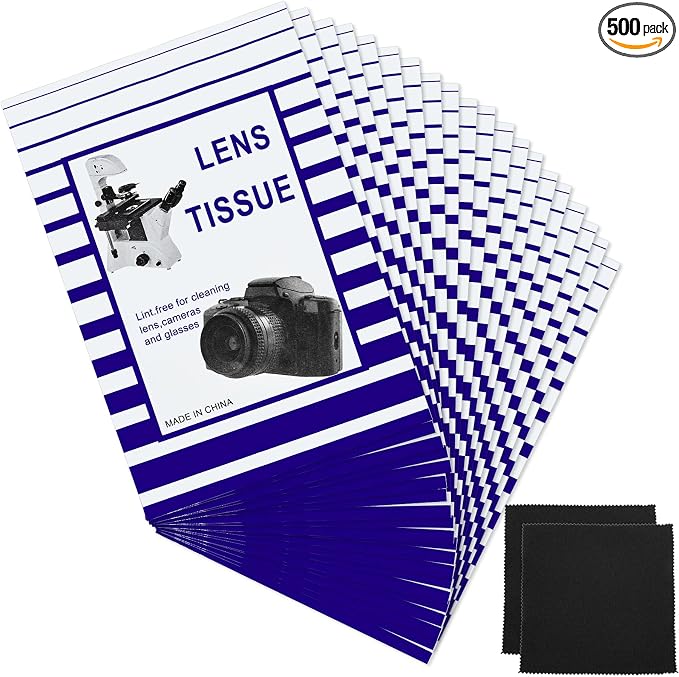 500 Pieces Lens Cleaning Paper Tissue and 2 Double Sided Cleaning Cloth-Lens by Outus