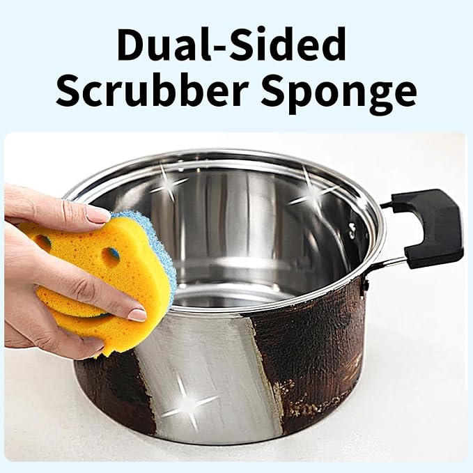 SmilePowo 9 Pack Scrub Sponge, Dual-Sided Temperature Controlled Kitchen Sponge - Image 3