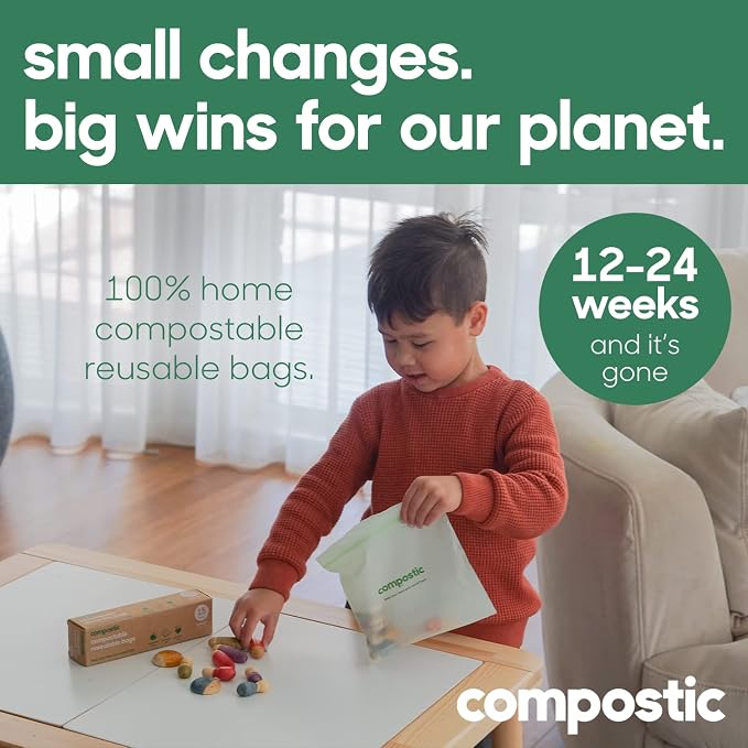 Compostic Home Compostable Resealable Gallon Bags, Microwave & Freezer Safe - Image 2