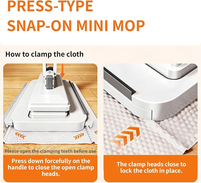 No Wash, Cloth Changing Mini Mop | Automatic Click on Lazy Mops - Image 3
