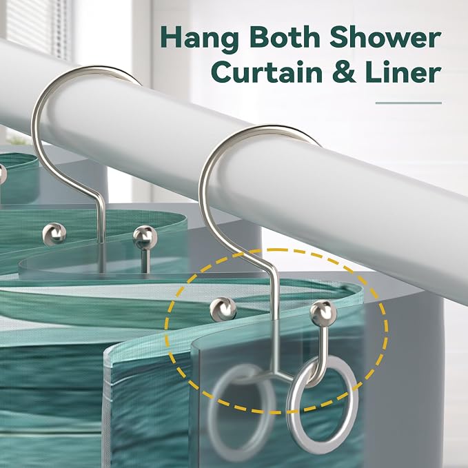 24 Pcs Shower Curtain Hooks, Goowin Shower Curtain Rings, Durable Shower - Image 6
