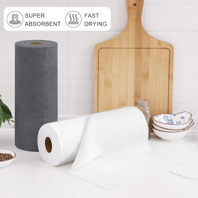 Homaxy Tear Away Dish Cloths Rolls, 40 Sheets-11.8" X 11.8", Reusable Washable - Image 8