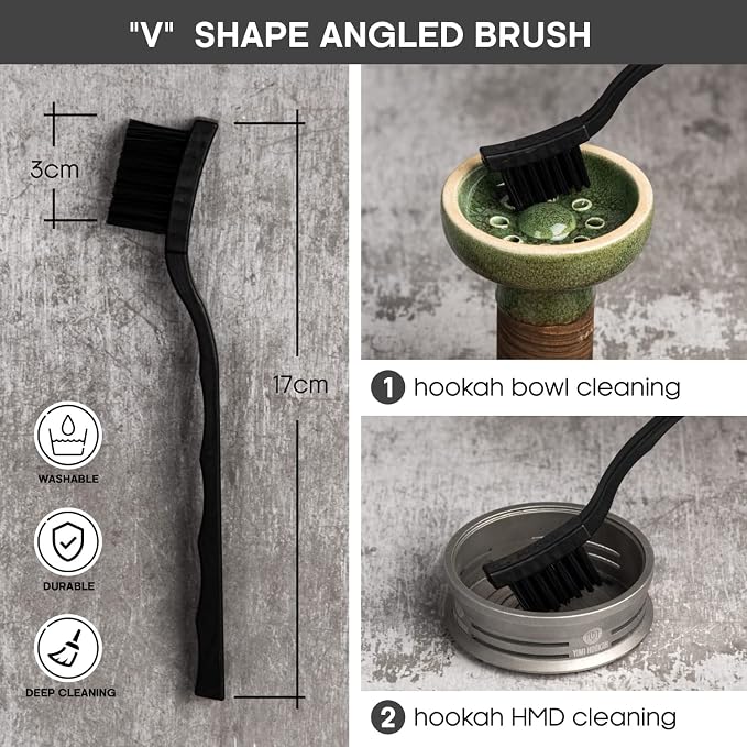 Yimi Hookah® Cleaning Kit | Flexible Drain Brush | V Shape Angled Brush | Test - Image 3