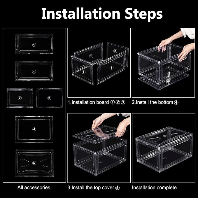 12 Pack Acrylic Shoe Boxes, Ultra Clear Shoe Boxes Stackable, Shoe Storage Box - Image 6