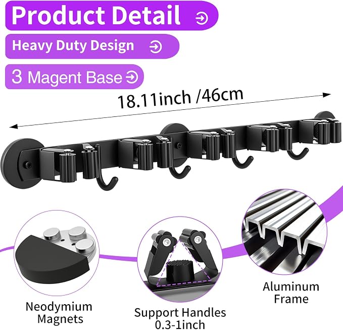 Magnetic Broom Holder Wall Mount - Image 2