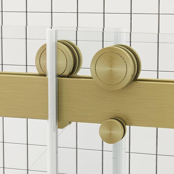 Sunrosa Frameless Double Sliding Shower Door 56 1/8-60" W x 76" H, 5/16" Thick - Image 3