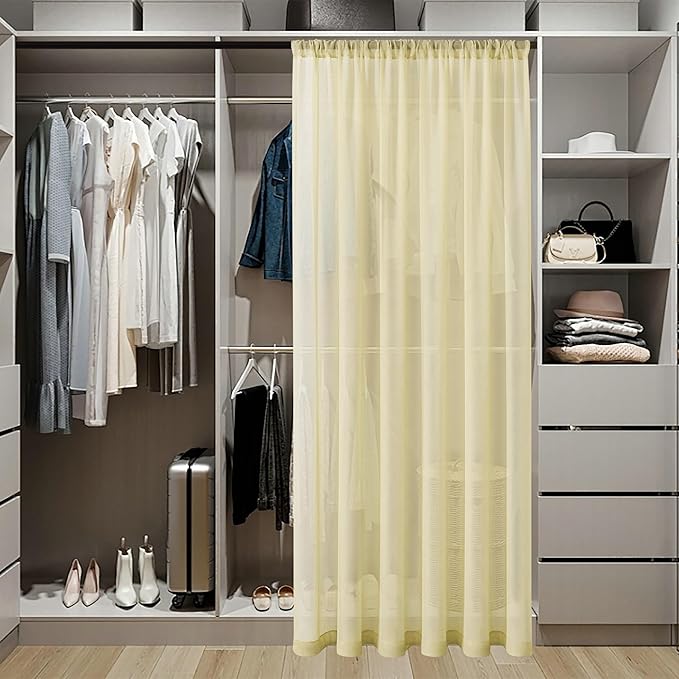 Tollpiz Sheer Door Curtains Closet Linen Textured Curtains Sheer Doorway Light - Image 3
