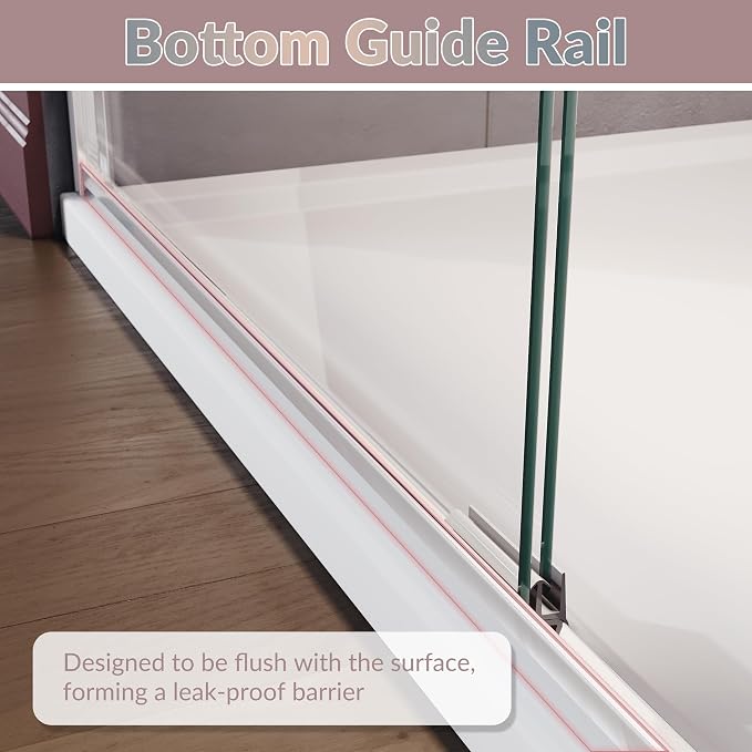 ELEGANT Shower Doors 46.5-48" W x 72 in. H, Semi-Frameless Bypass Sliding - Image 8