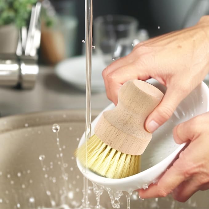 4-Pack Bamboo Dish Brush, Palm Brush Dish Scrubber - Image 2