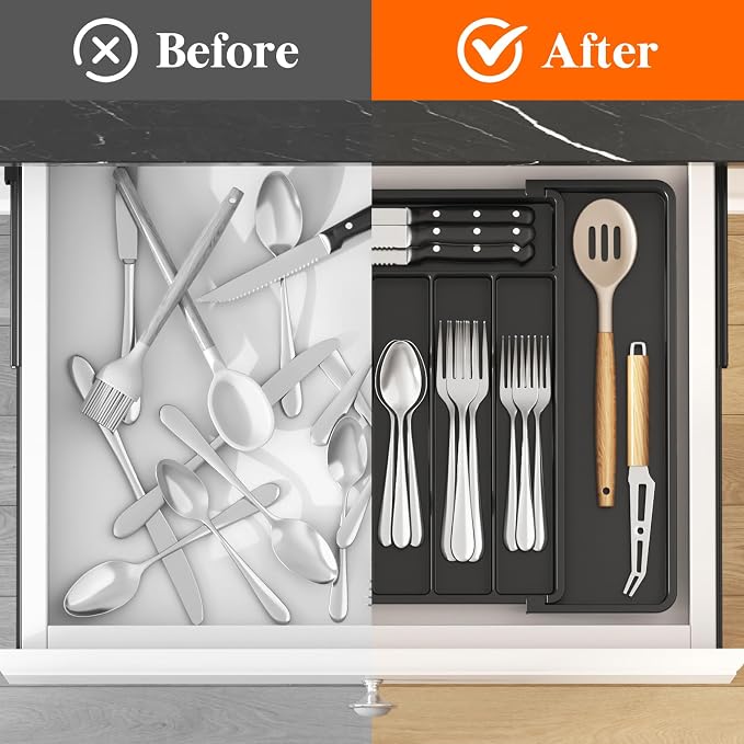 Lifewit Silverware Drawer Organizer, Expandable from 11 to 18 inches, Utensil - Image 6
