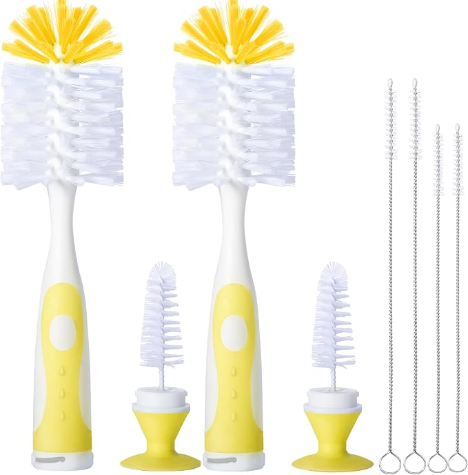 2 Pack Baby Bottle Brush with 4 Pack Straw Brushes, 10.2" Nylon Brushe with by CAREBABYMORE