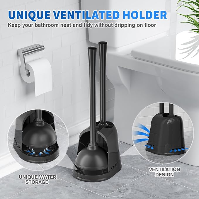 Toilet Plunger and Brush, Silicone Bowl Brush and Heavy Duty Toilet Plunger Set - Image 5