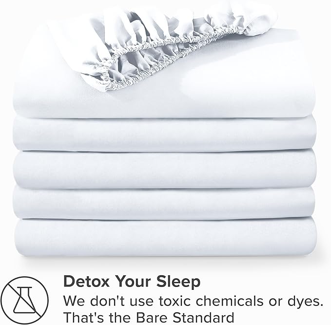 Bare Home 5-Pack Fitted Bottom Sheets Twin - Premium 1800 Ultra-Soft Wrinkle Resistant Microfiber - Deep Pocket (Twin, White)