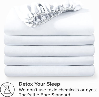 Bare Home 5-Pack Fitted Bottom Sheets Twin - Premium 1800 Ultra-Soft Wrinkle Resistant Microfiber - Deep Pocket (Twin, White)