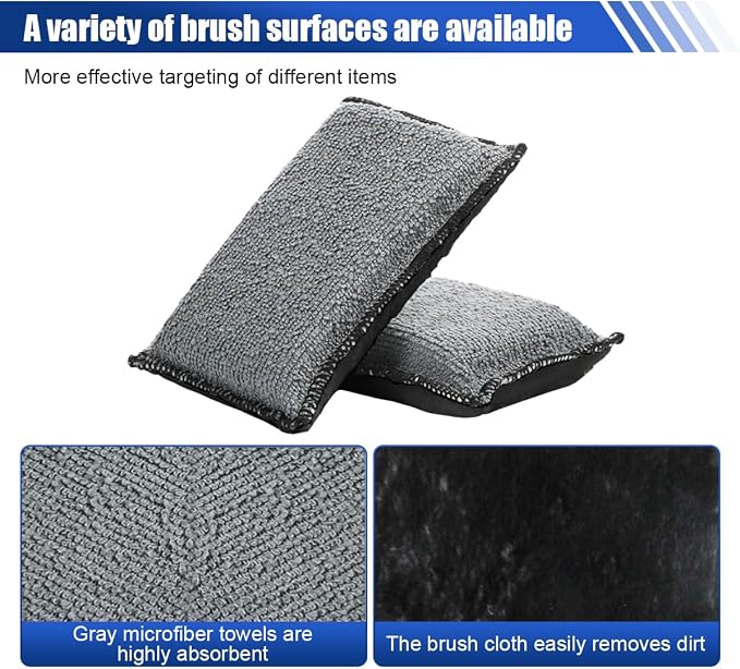 3PCS Car Interior Scrubbing Sponges, 5.5"×3.9" Microfiber Auto Cleaning - Image 4