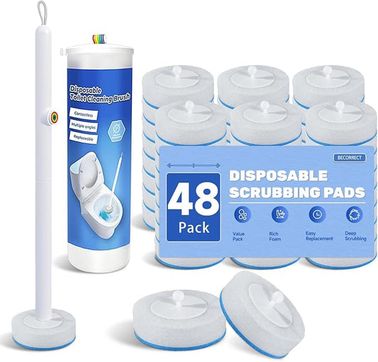Disposable Toilet Brush, All-in-One Toilet Cleaning System, Toilet Bowl Wand Kit by BECORRECT
