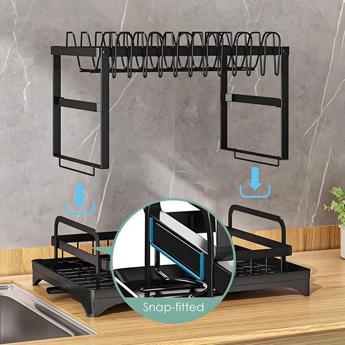 Dish Drying Rack for Kitchen Counter 2 Tier Iron Dish Drainer - Image 6