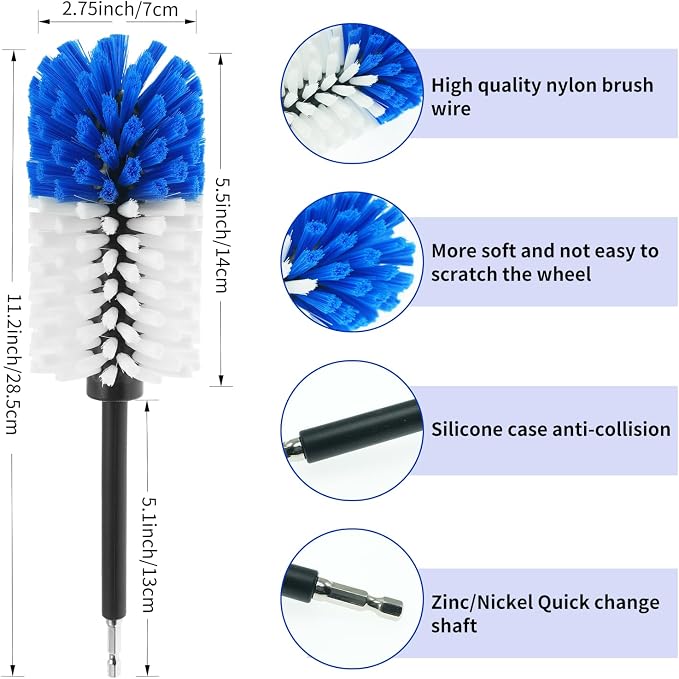 Wheel Brush, Soft Drill Wheel Cleaner Brush, Drill Brush - Image 5
