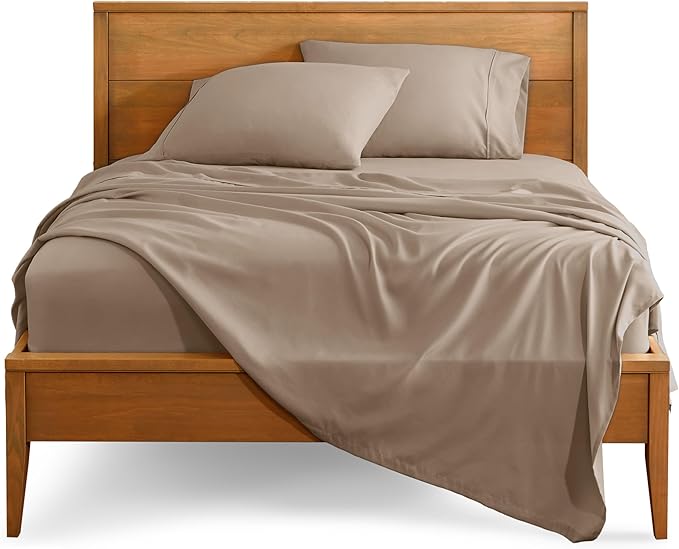 Bare Home Queen Sheet Set - Luxury 1800 Ultra-Soft Microfiber Bed Sheets - Double Brushed - Deep Pockets - Easy Fit - 4 Piece Set - Bedding Sheets & Pillowcases (Queen, Pebble)