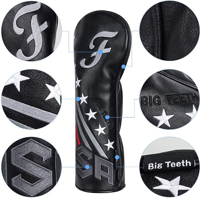 Big Teeth Golf Cover USA Stripe and Star Headcover Covers, Driver Fairway Wood - Image 4