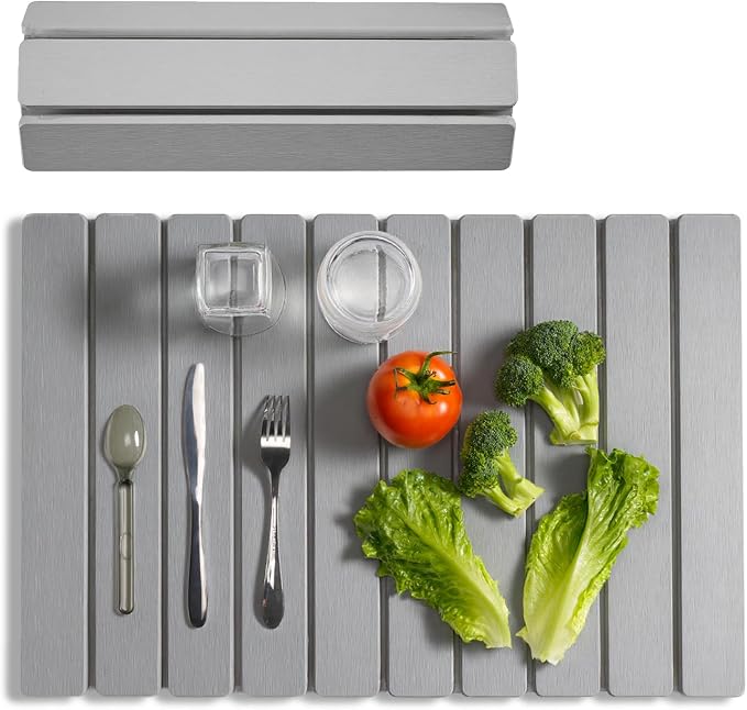 Meowoo Stone Drying Mat for Kitchen Counter, 23.6"x15.3" Foldable Diatomaceous by MeowooOfficial