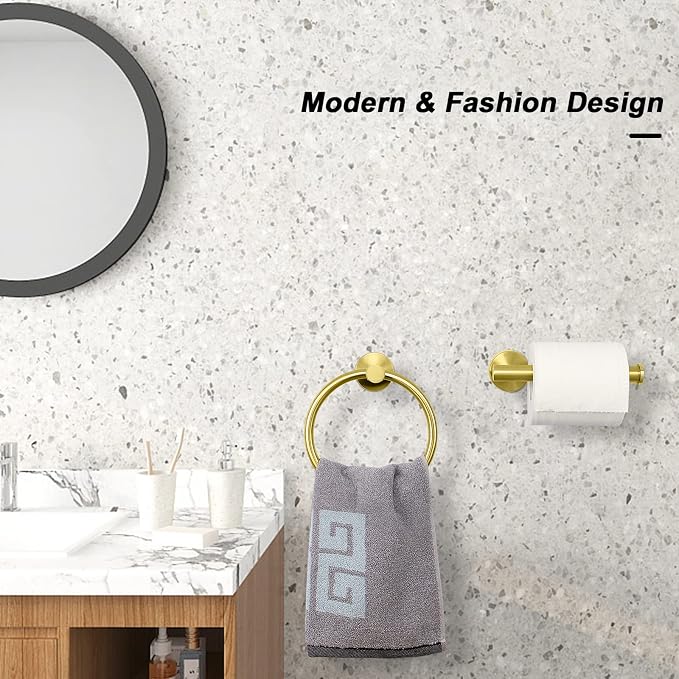 NearMoon 2 Pieces Bathroom Hardware Accessories, Towel Ring and Toilet Paper - Image 5