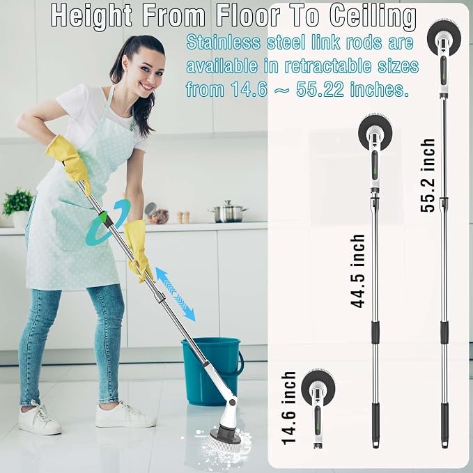 Electric Spin Scrubber, 8 in 1 Electric Cleaning Brush, Cordless Rechargeable - Image 4