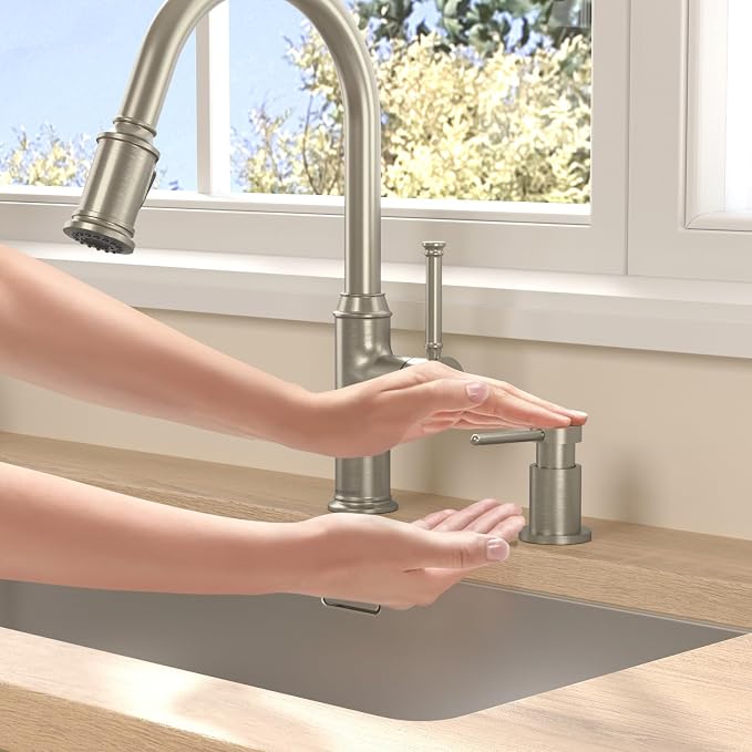 Lava Odoro Soap Dispenser for Kitchen Sink, Modern Brass Built in Countertop - Image 4