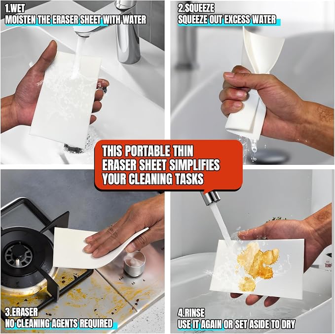 Magic Sponge Eraser Sheet, Portable White Melamine Sponge Sheets, Disposable - Image 7