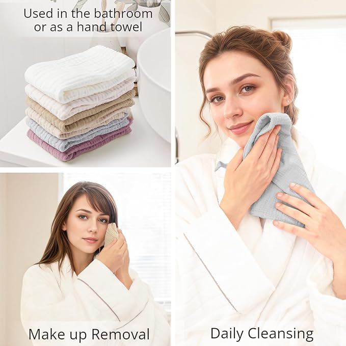 Konssy 6 Pack Face Cloths, Soft Wash Cloth - Image 3