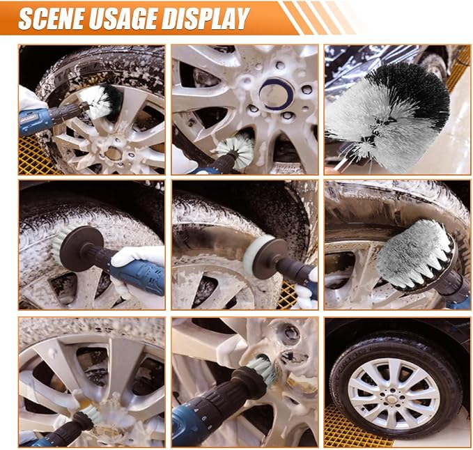 3PCS Car Detailing Drill Brush Set, Car Interior Power Scrubber Brush, Wheel - Image 5