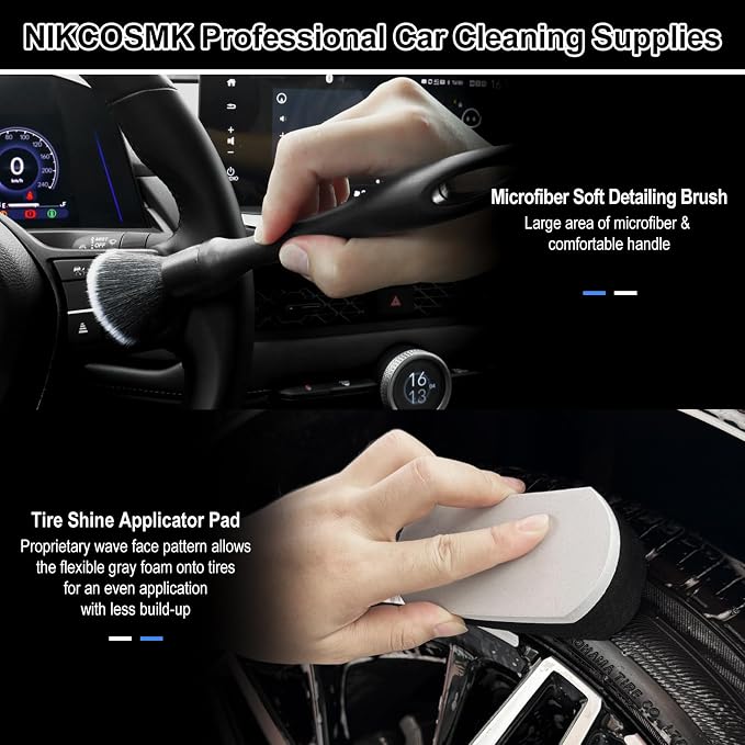 9Pcs Car Wheel & Tire Brush Kit, Wheel Cleaner Brush, Soft-bristled Rim Brush - Image 7