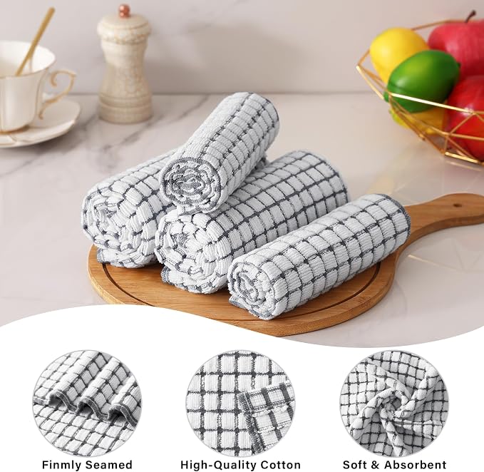 Homaxy Kitchen Towels and Dishcloths Set, 16 x 25 and 12 x 12 Inches, Super - Image 4