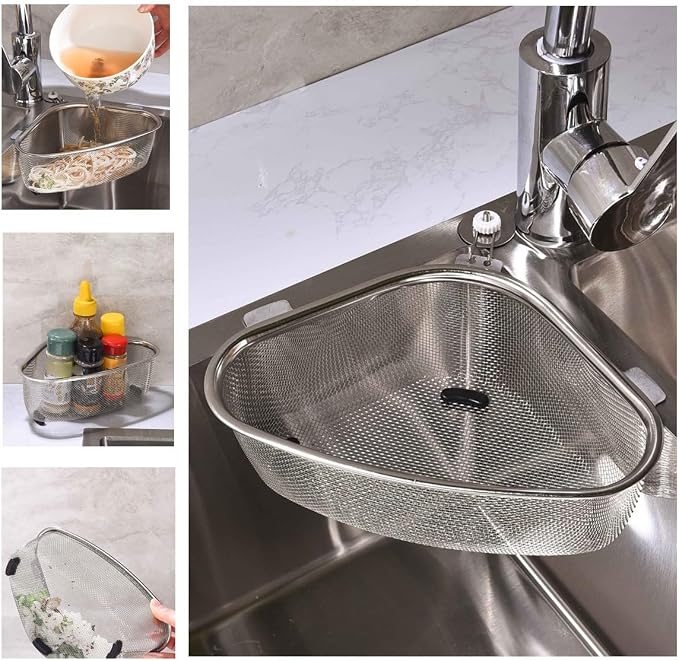 Kitchen Triangle Sink Strainer, Corner Sink Strainer, Stainless Steel Food by QIMMYGS