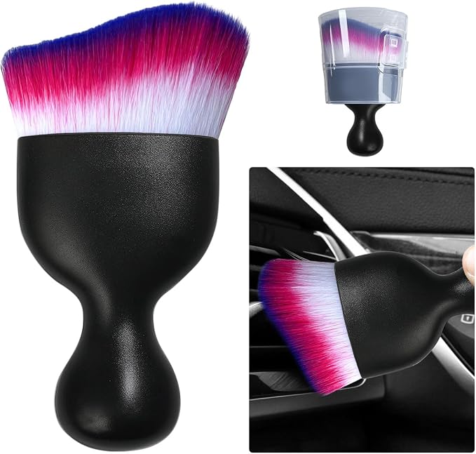 Ziciner Car Detailing Brush, Curved Soft Bristles Auto Removal Dust Collectors by Ziciner