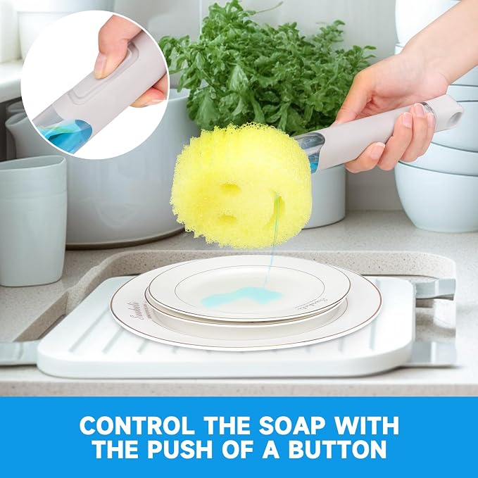 Smile Sponge Dish Wand Holder for Scrub Daddy, Soap Dispensing Handle, Scratch - Image 2