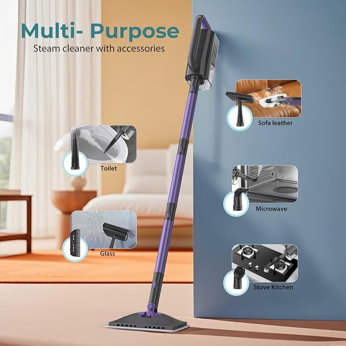 Steam Mop, Steam Cleaner with Large-Capacity Water Tank, 2 Washable Pads - Image 4
