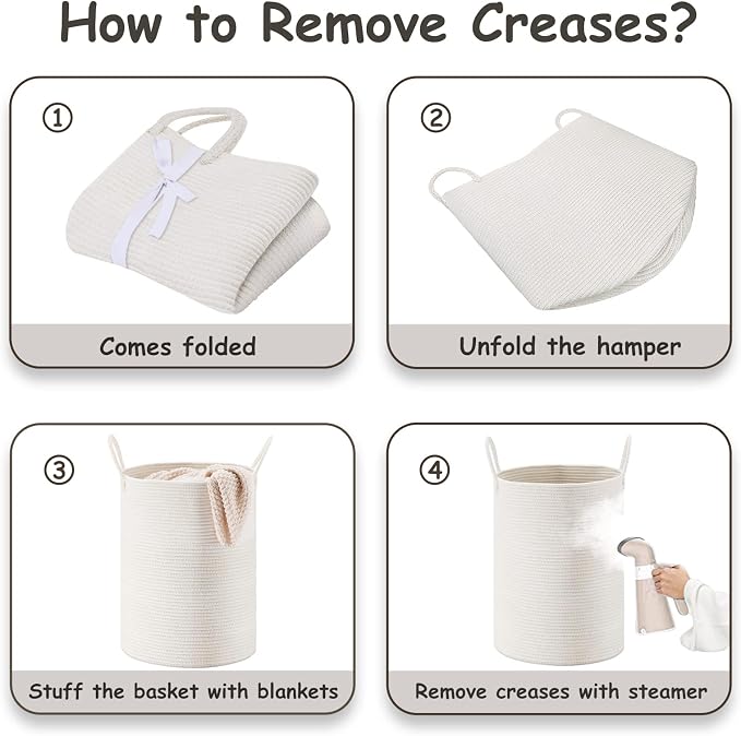VIPOSCO Large Laundry Hamper, Tall Woven Rope Storage Basket - Image 6