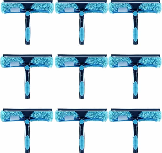 11" Window Squeegee and Microfiber Scrubber 2-in-1 Combo Cleaning Tools by HICAVAR