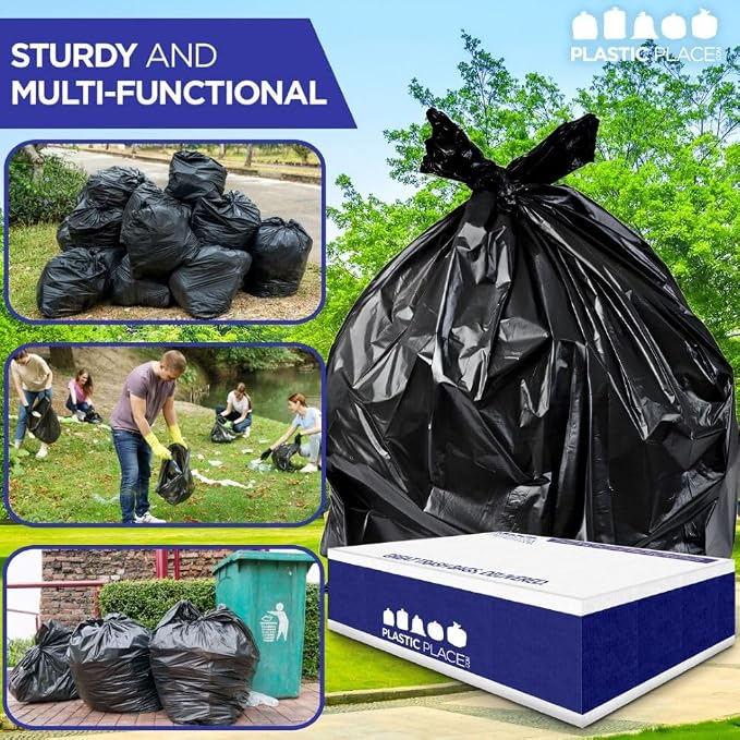 Plasticplace Contractor Trash Bags 40-45 Gallon │ 3.0 Mil │ Black Heavy Duty - Image 4