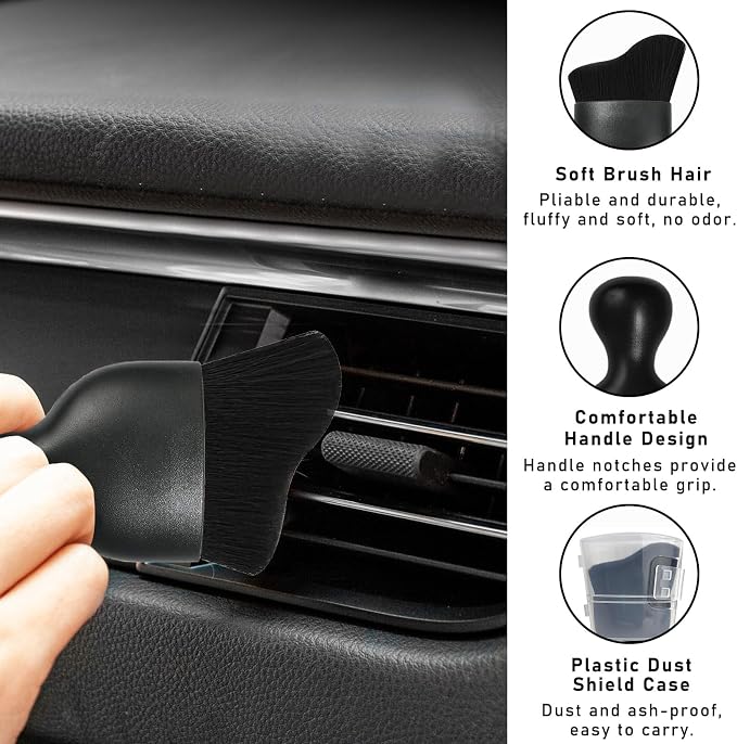 Car Interior Dust Brush, Soft Scratch Free Auto Detailing Brushes, Universal - Image 3