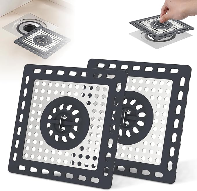 Hibbent 2 Pack Shower Drain Hair Catcher, Shower Drain Cover by Hibbent