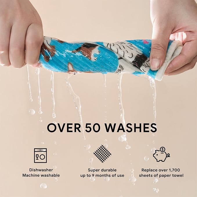 RECYCO Swedish Dishcloths for Kitchen | 4 Pack Oversized Washable Dish Rags | - Image 5