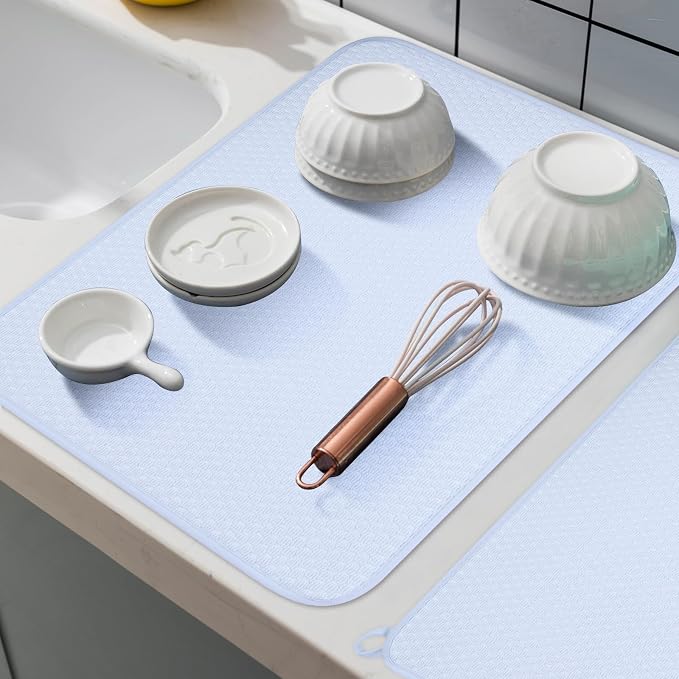 12 * 16 inch Microfiber Dish Drying Mat, Superb Absorbent Kitchen Dish Drying - Image 5