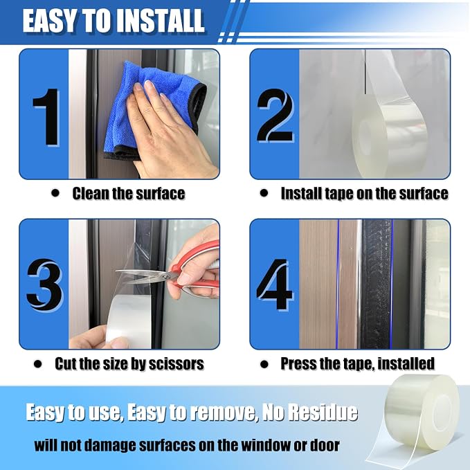 Window Weather Sealing Tape 3 in x 33 FT Weather Stripping Weatherproof Draft - Image 4