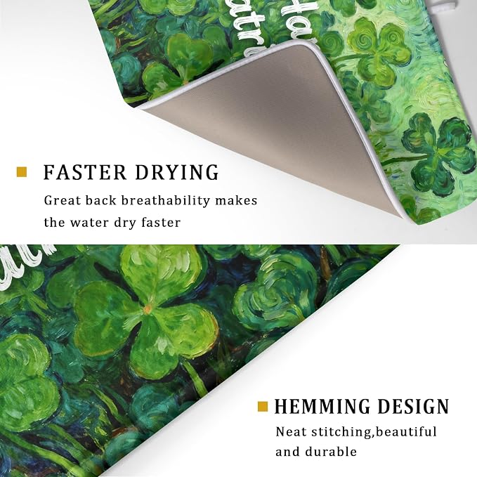 St Patricks Day Lucky Clover Dish Drying Mat - Image 3