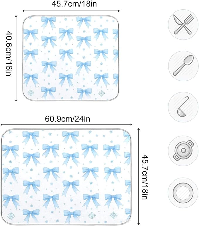 Blue Bow Ribbon Dish Drying Mat - Image 3