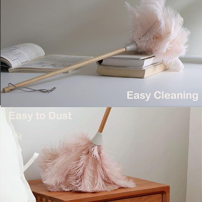 Ostrich Feather Dusters, Naturally Soft, Solid Wood Handle, 17.3'' Long - Image 4